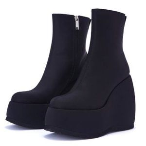 Shellys London Roxanne Wedge Ankle Boots - NEW IN BOX - BLACK - SIZE 7